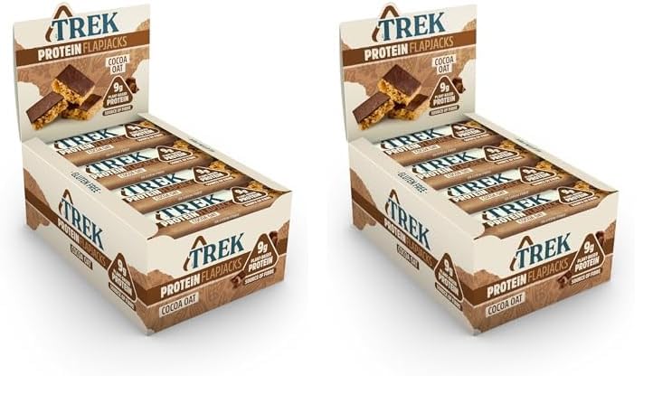 JC's Trek High Protein Flapjack Cocoa Oat - Gluten Free - Plant Based - Vegan Snack - 50g x 16 bars (Pack of 2)