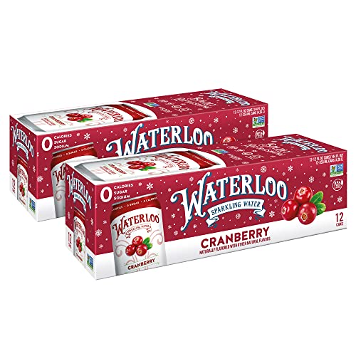 Waterloo Sparkling Water, Cranberry Naturally Flavored, Pack of 24, 12