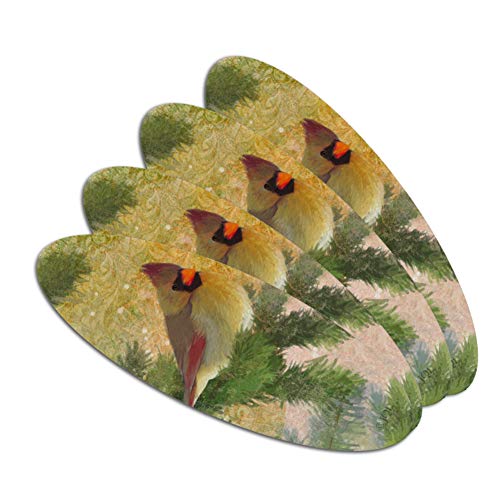 Christmas Holiday Cardinal Bird Double-Sided Oval Nail File Emery Board Set 4 Pack