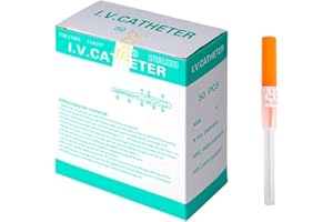 VNisenllc Body Piercing Needles I.V. Catheter Cannula Ear Nose Septum Navel Sterile Piercing Needles Tattoo Tool, 50pcs 14G Orange
