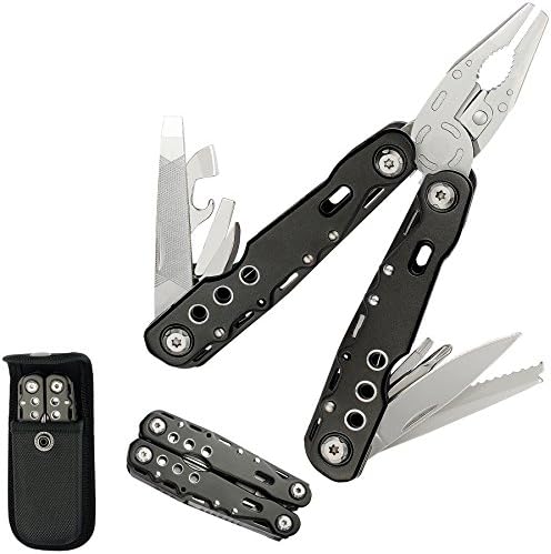 Multitool Plier Stainless Steel 14 in 1 Portable Multitool with Nylon Sheath, Plier, Saw, Bottle &amp;Can Opener, Screwdriver, Knife and Metal File-black by XuCoo