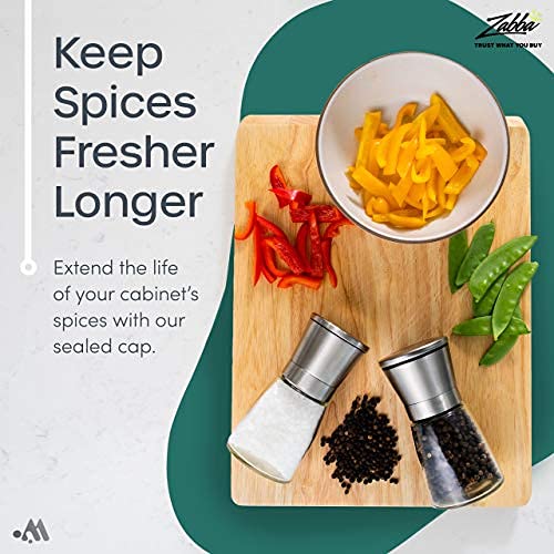 Modetro Salt and Pepper Shakers Set 6 oz Each Adjustable Coarseness