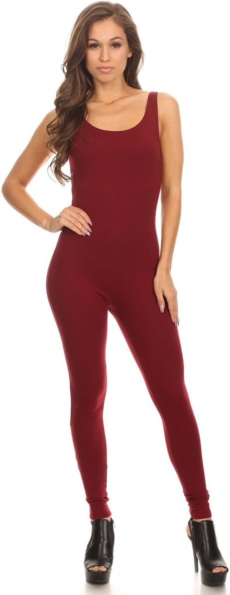 Stretch Cotton Bodysuit Women's Scoop Neck Sleeveless Stretch Cotton One Piece Jumpsuits Unitard Bodysuits(&Plus)