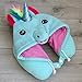 Unicorn Hooded Animal Travel Neck Pillow, Plush Toy Gift, Microbead, Adjustable Drawstring, Perfect For Airplane Travel With Comfortable Neck Support and As Unicorn Party Supplies Designed In Japan