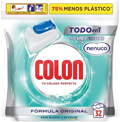 Tampas Total Power Gel Detergente para Máquina de Lavar Nenuco, Aroma Nenuco, Formato de Cápsula - 32 Doses, A embalagem pode variar