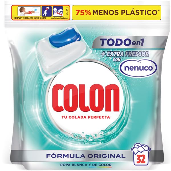 Total Power Gel Caps Nenuco Detergente para Lavadora, Aroma Nenuco, Formato Cápsulas - 32 Dosis, El embalaje puede variar