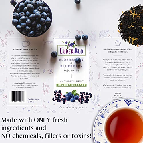 ElderBlu Elderberry & Blueberry Infusion Tea Sweet Herbal Blend of