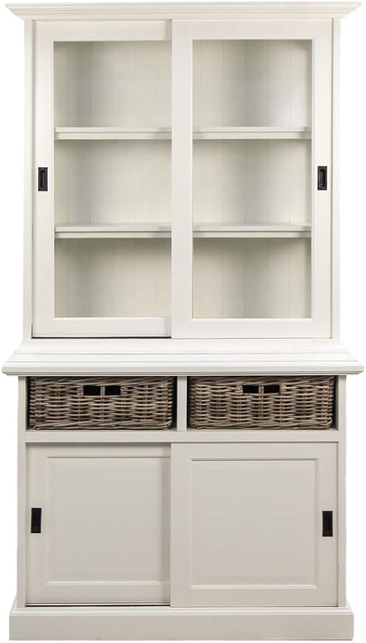 Buffetschrank mit Körben Schrank 120 cm weiß Mango Massivholz Vitrine