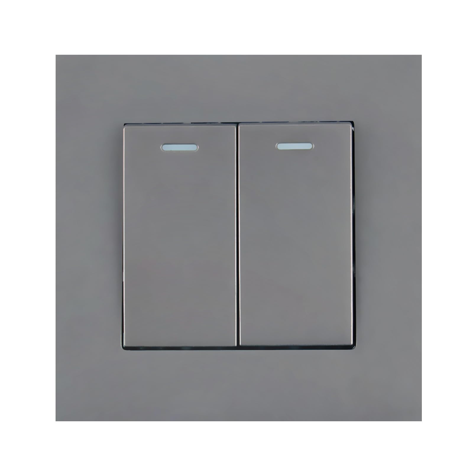 2Gang 2Way light switch, Rocker Button Switch with Phosphor Dots, Modern Glossy Grey Wall Panel, Electrical Light Switch, 2 Gang 2 Way, 1Pack,16A 250V