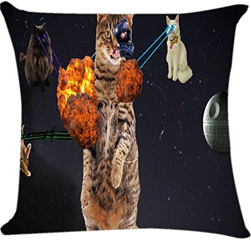 Danger ArEa Laser Cat Burn The Bigger OneFunny Cat Pillow Covers Standard Size 18 X 18/16 X 16 Custom-made 2 Sides Pillowcases
