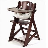 Keekaroo Height Right Highchair with Insert & Tray - Vanilla - Mahogany Base
