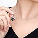 GemsChest 925 Sterling Silver Diamond Accent Black Plated Paw Print Pendant Necklace