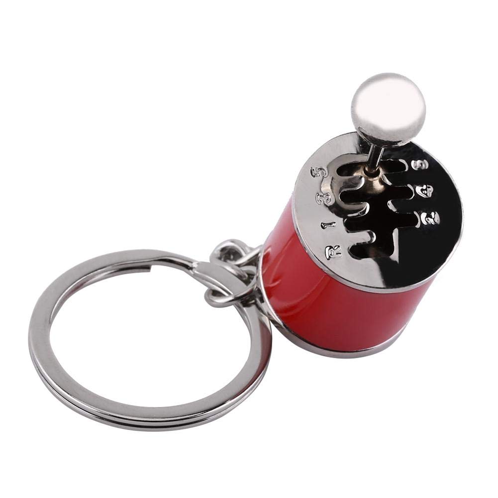 Hztyyier Car Shifter Keychain, 10.3cm Shifter Keychain Six-Speed Gear Stick Knob Gearbox Key Ring Metal Key Chain New Year Gift