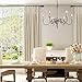 LALUZ Farmhouse Chandelier, French Country Chandelier for Dining Room, White Distressed Wood, 37” L x 28” H