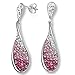 Sterling Silver Tear Drop Dangle Earrings made with Pink and White Swarovski Crystals