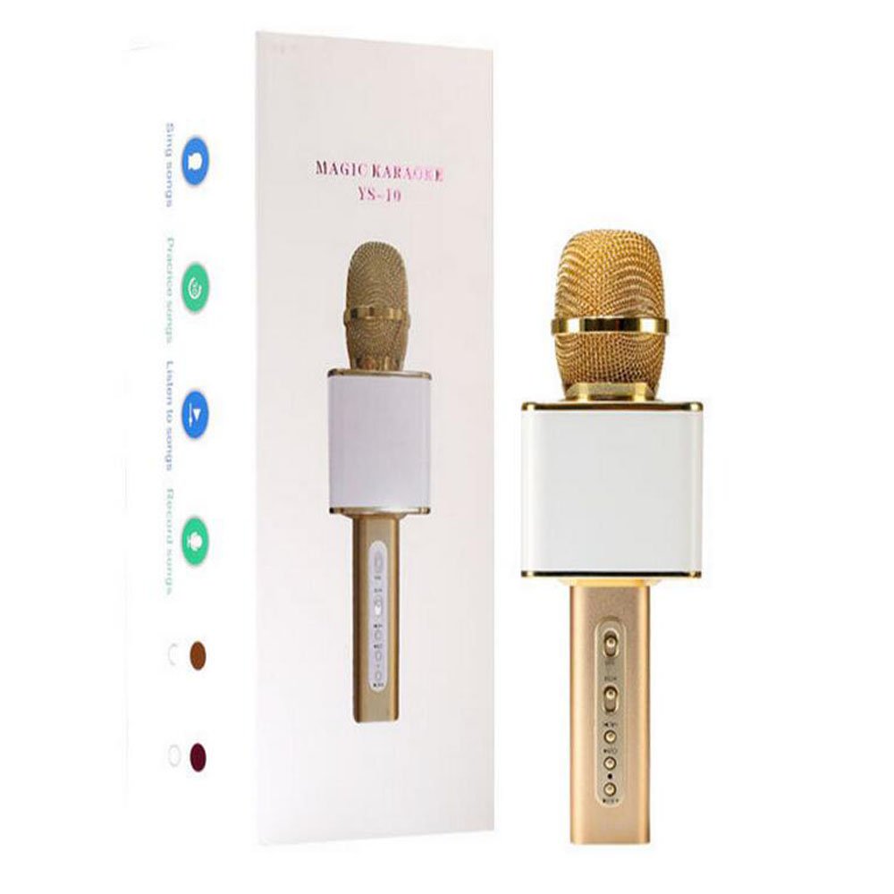 YS-10 Portable Wireless Magic Karaoke Microphone Handheld Condenser  Microphone with Speaker for iPhone/iPad/iPod/ Samsung Sony HTC Lumia  Smartphone (Gold)