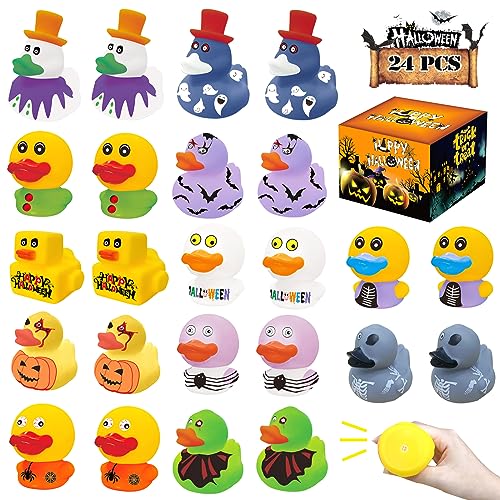 24Pcs Halloween Rubber Ducks,Bath Toys Assorted Duckies (2") for Kids