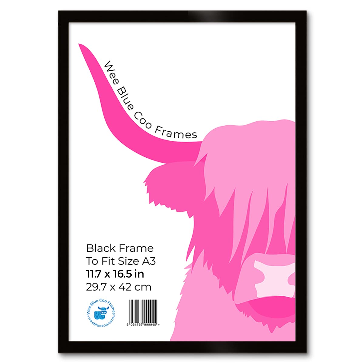 Wee Blue Coo A3 Black Wooden Picture Frame 11.7 x 16.5 Inch (29.7 x 42cm) Acrylic Safety 'Glass' Photo Frame — image 1