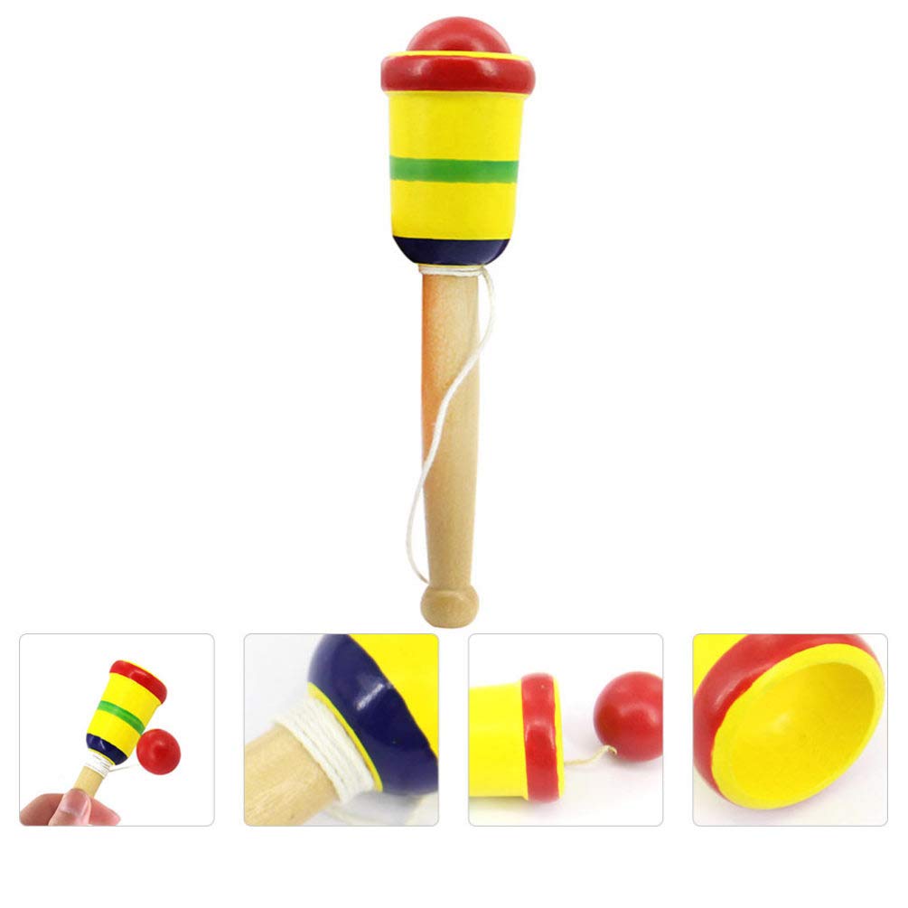BESPORTBLE Wooden Kendama Toy Kendama Wood Toy Japanese Cup and Ball Catch Ball in Cup Game Traditional Japanese Toss and Catch Skill Game (Random Color)