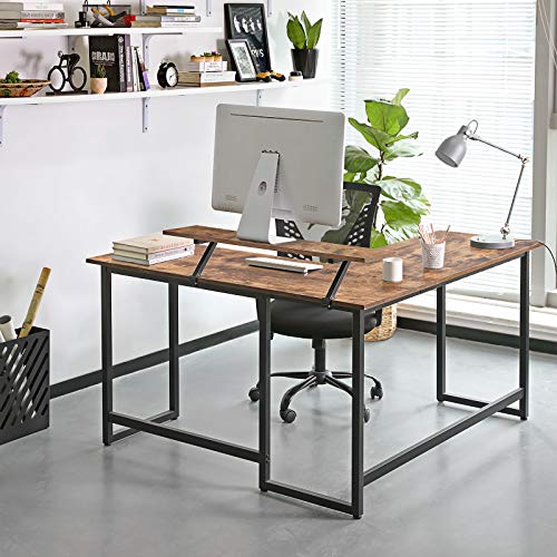 VASAGLE LShaped Computer Desk, Industrial Workstation for Home Office Study Writing and Gaming