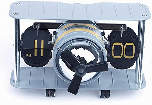 Dewel Fashion Airplane Shape Paging Clock, the perfect blend of the contemporary with the classic, Modern & Retro Mechanical Gear Wheel Desk Table Clock for Home Art Decor (Gray)