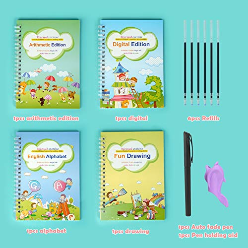 Copyable Book Magic Copy Practice Book Copybook Letters Set 4 Pack with Pens Refills ...