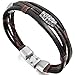 INBLUE Men,Women's Alloy Genuine Leather Bracelet Bangle Rope Black Silver Tone Brown Tribal