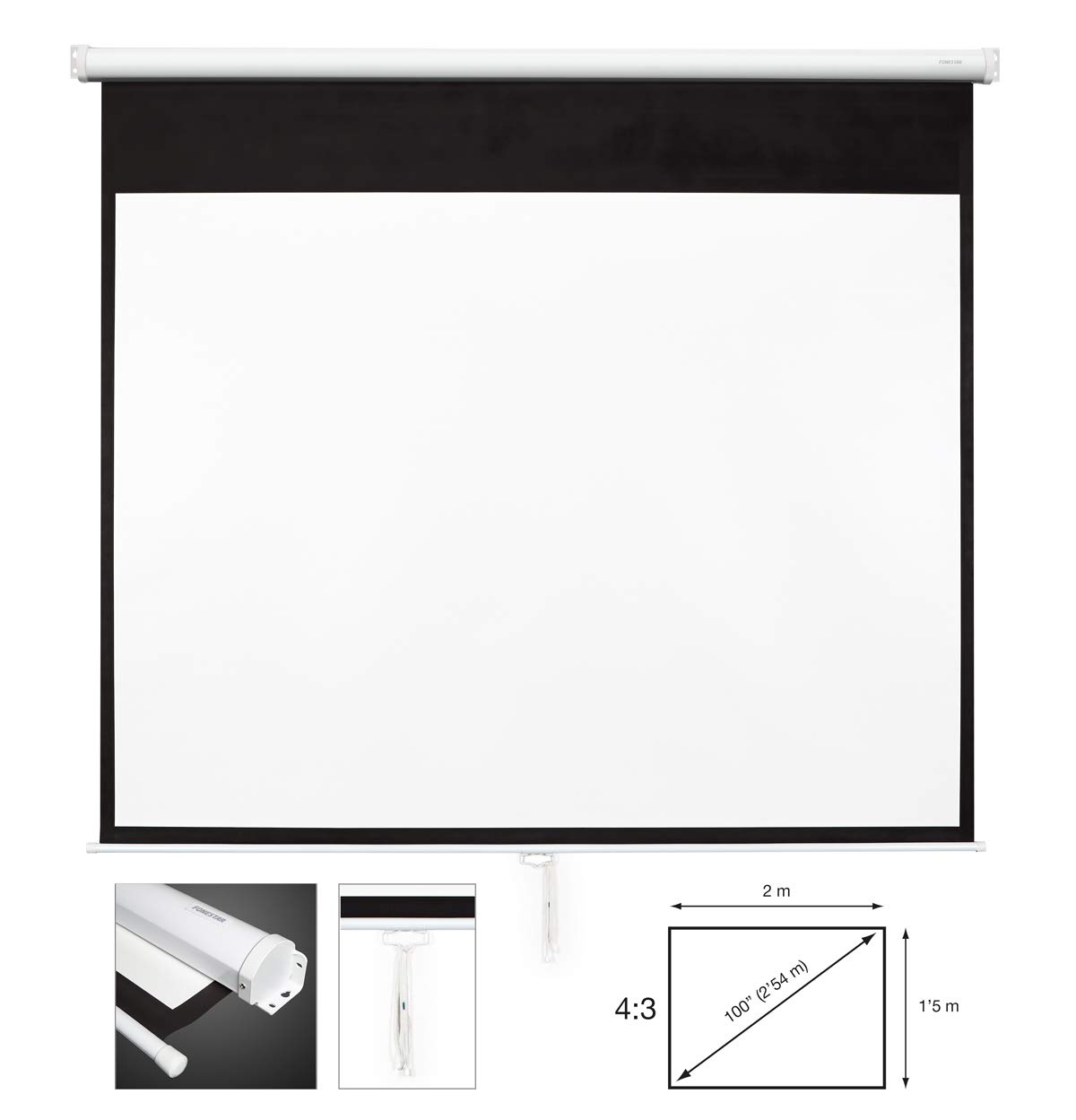 PANTALLA PROYECTOR MANUAL FONESTAR PPMA-120 2,4x1,8m 4:3: Amazon ...