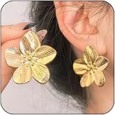 Gold Flower Earrings Big Floral Statement Stud Earrings for Women Spring Summer Jewelry