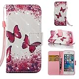 iPhone SE/5S Case, [Shock Absorbent] PU Leather Kickstand Wallet Cover Durable Flip Carrying Case with Magnetic Closure Birthday Gift for Girlfriend Boyfriend for Apple iPhone SE/5S