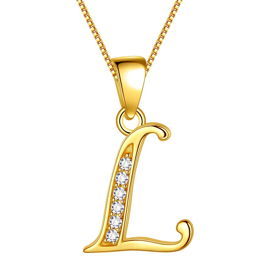 Aurora Tears Letter L Neckalce 925 Sterling Sliver 18K Gold Plated Initial L Alphabet Pendant with Cubic Zirconia Jewellery Dating Gifts for Women DP0045L-Y โ image 1
