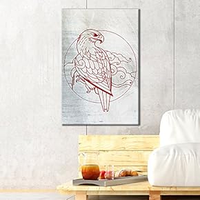 Canvas Wall Art - Red Eagle Pattern on Abstract Silver Background - Giclee Print Gallery Wrap Modern Home Art Ready to Hang - 12x18 inches