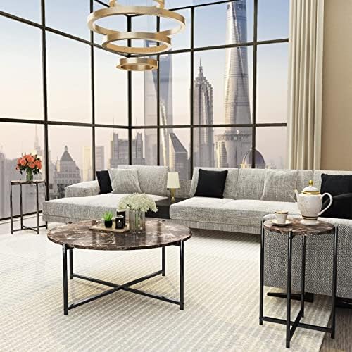 Marble Coffee Table Awqm Faux Set Occasional Table Set Of Coffee