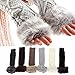 Women's Winter Stretch Faux Fur Knit Wool Arm Warmers Long Fingerless Gloves