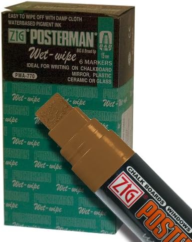 Zig Posterman Wet-Wipe 15mm Brown Paint Markers - Box of 6