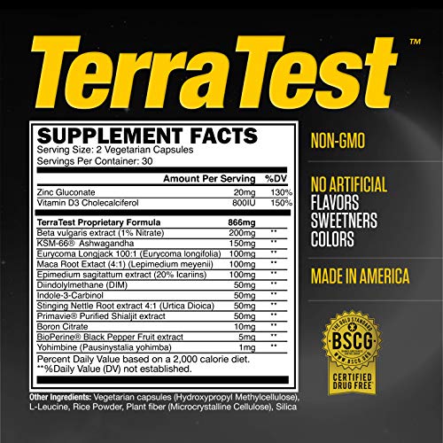 TerraTest - Premium, Powerful, Natural Testosterone Booster- Boost Stamina, Increase Strength & Build Muscle | Enhance Libido and Promote Energy & Vitality | Speed Fat Loss & Increase Endurance|