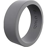 QALO Men's Silicone Wedding Band - 8mm x 2mm - Classic & Step Edge Mens Silicone Wedding Ring - Breathable Comfort Fit Rubber Rings Men - Durable Engagement Rings for Him