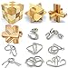 Qiandier Bamboo 3D Puzzle Metal Brain Teasers Puzzles Mind Game Toys Set for Teens and Adults Pack of 12pcs