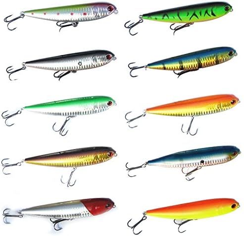 DERALA 10pcs Bionic Topwater Minnow Fishing Lures CrankBait Sinking Rattles 11.5cm/20g