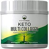 Keto Multi Collagen Protein Powder + MCT Oil Powder. Perfect 2:1 Ratio Zero Carb 10,000mg Grassfed Collagen Peptides + 5000mg MCT Oil Powders. Keto Meal Replacement Shake for Ketogenic Diet