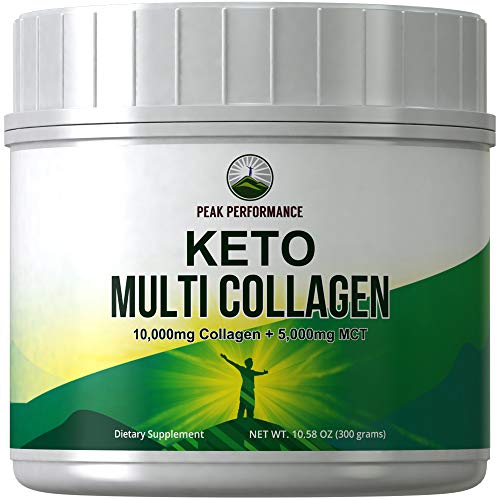 Keto Multi Collagen Protein Powder + MCT Oil Powder. Perfect 2:1 Ratio Zero Carb 10,000mg Grassfed Collagen Peptides + 5000mg MCT Oil Powders. Keto Meal Replacement Shake for Ketogenic Diet