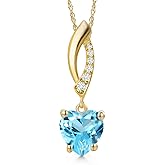 Gem Stone King 14K Yellow Gold Customized and Personalized Heart Shape 8MM Gemstone Birthstone and Lab Grown Diamond Pendant Necklace For Women With 18 Inch Chain