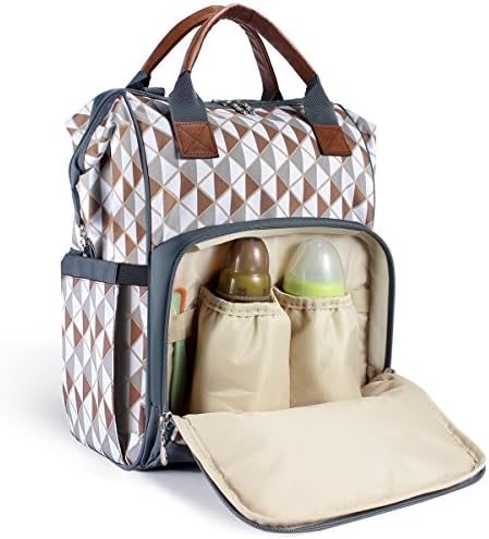 Diaper Bag Backpack by HYBLOM, Waterproof Multi-Function Diaper Backpack, Durable 12 Compartment Pockets, Brown