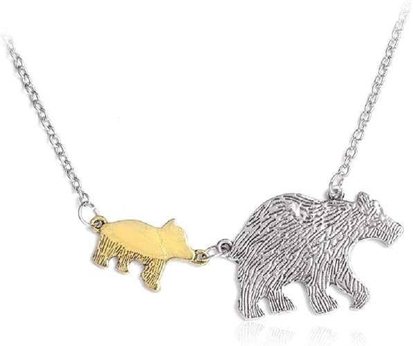 Strass Paillettes Collier Maman Ours Avec Son Petit Ourson Collier Ours Argente Et Son Bebe Ourson Dore Amazon Fr Bijoux