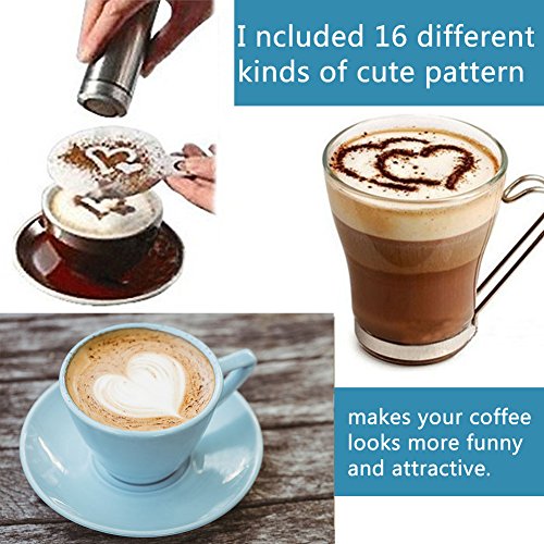 16 Stück Cappuccino Schablonen, Barista Kunststoff Vorlagen für Kaffeedekoration, ideal zum Verzieren von Milchschaum für Café und Zuhause – Bild 4