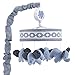 Lambs & Ivy Indigo Elephant Musical Mobile, Blue/White