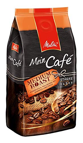 Melitta Ganze Kaffeebohnen, samtweich und vollmundig mit nussigen Anklängen, Stärke 3, Mein Café Medium Roast, 8 x 1 kg