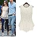 OFTEN Women's Sexy Peplum Lace Shirt Trendy Sleeveless Blouse(L, White)