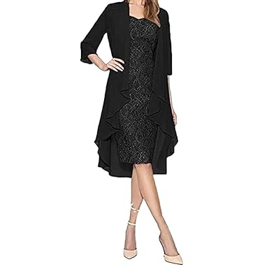 ALISIAM Damen EuropäIschen Und Amerikanischen Zweiteilige Chiffon Strickjacke Spitzenkleid Strandkleid Abendkleider BeiläUfig