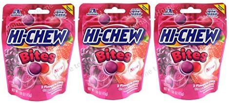 Hi-Chew Bites Grape & Strawberry Chewy Fruit Candy Morinaga 1.59 Oz. (Pack of 3) by Morinaga